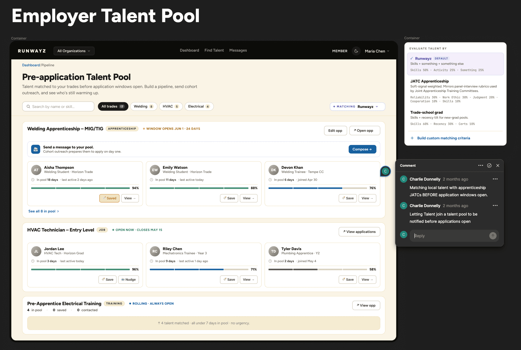 Employer talent pool v0 original concept